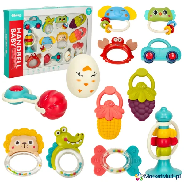 Zabawka sensoryczna gryzak dla niemowląt 12 el. Bibi-inn