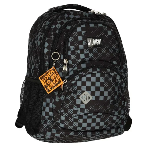 Plecak szkolny młodzieżowy czterokomorowy  St. Right 26L szachownica