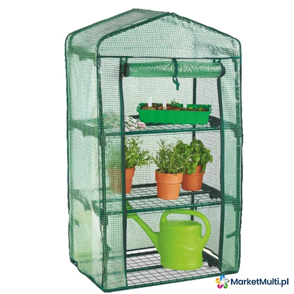 Szklarnia balkonowa ogrodowa warzywniak z trzema półkami na kwiaty 69 x 49 x 125 cm