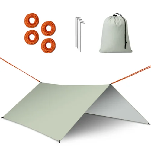 Plandeka tarp płachta biwakowa namiot na hamak osłona przeciwdeszczowa 300cm szary