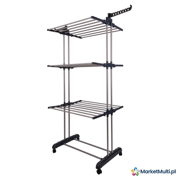 Suszarka na pranie bieliznę odzież składana 3 poziomy pionowa ciemno szara XXL