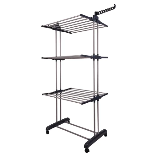 Suszarka na pranie bieliznę odzież składana 3 poziomy pionowa ciemno szara XXL